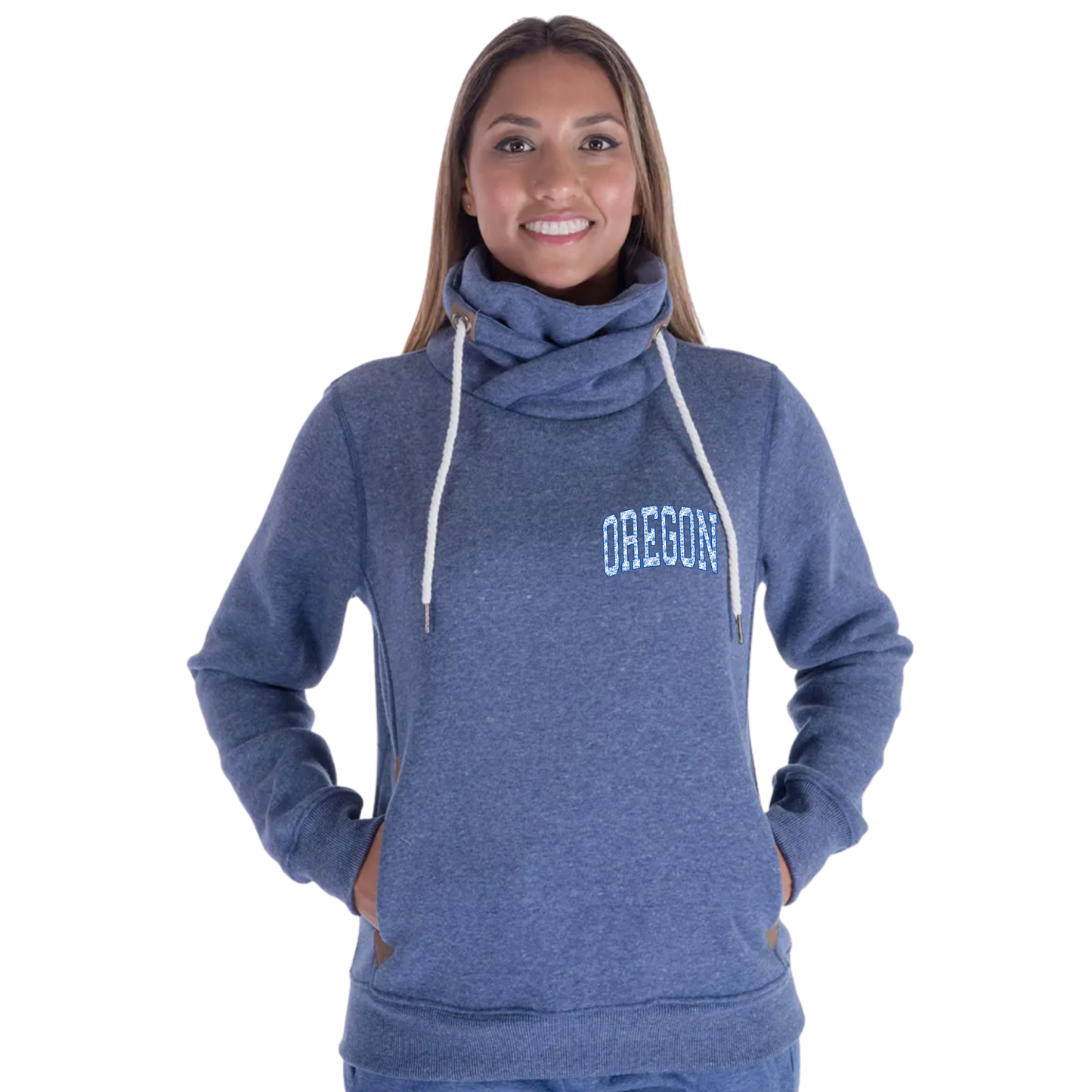 Blue Oregon Cowl Neck Sweatshirt