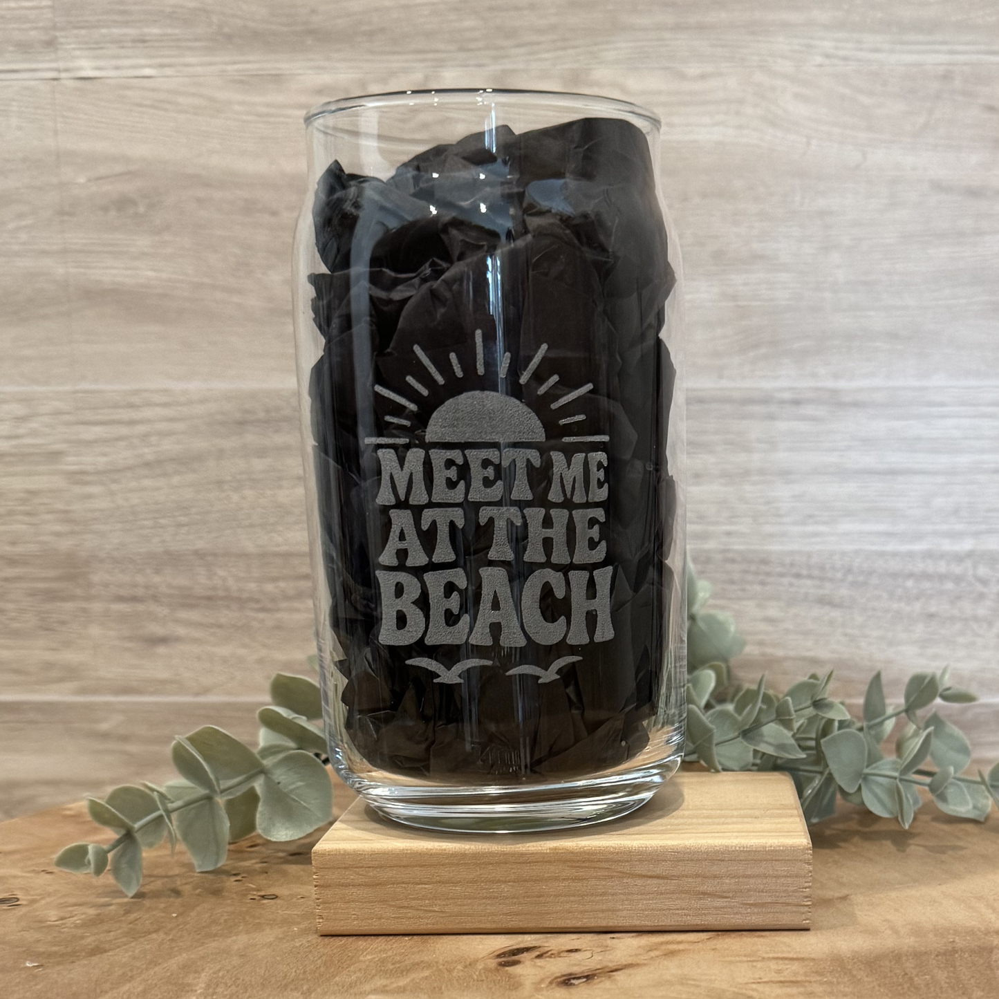 Meet Me at The Beach Beer Can Glass