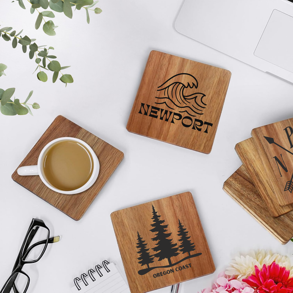 Acacia Wood Magnet Coasters