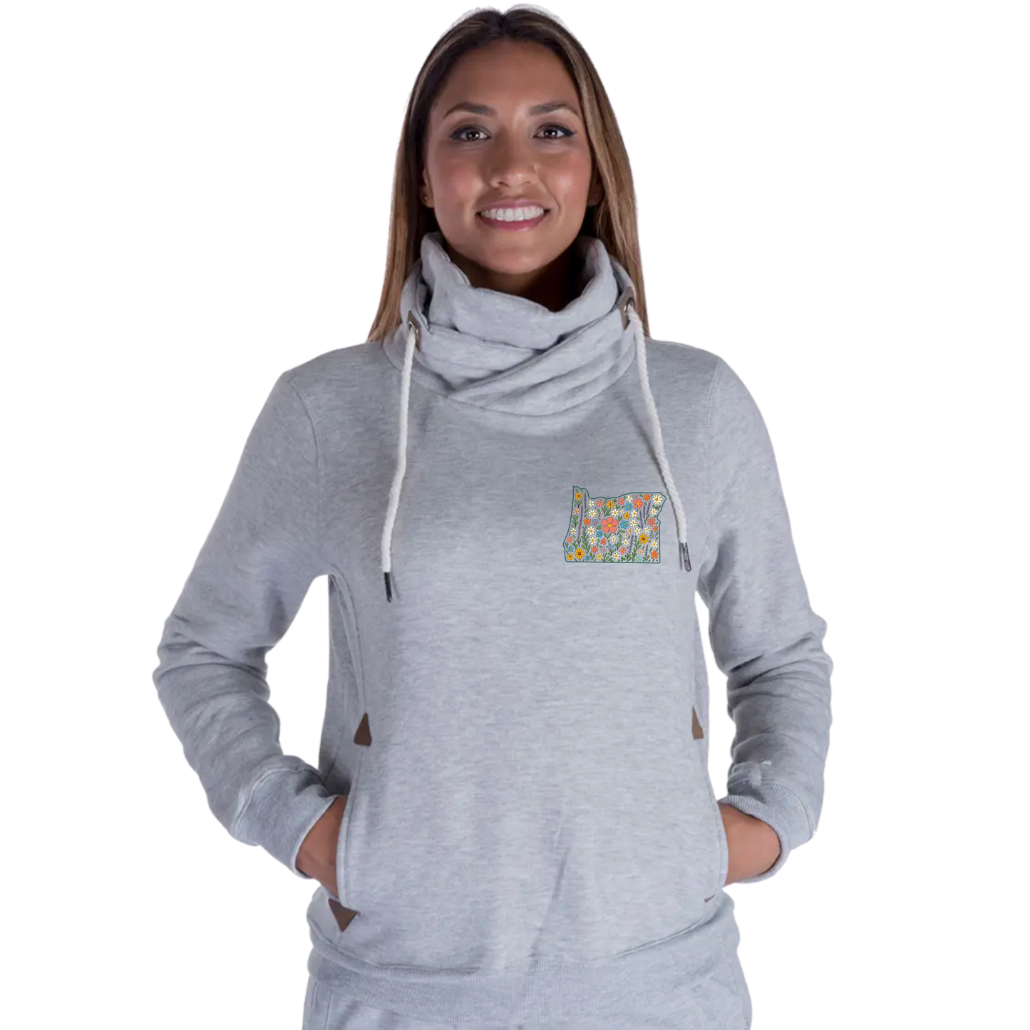 Gray Oregon Cowl Neck Sweatshirt