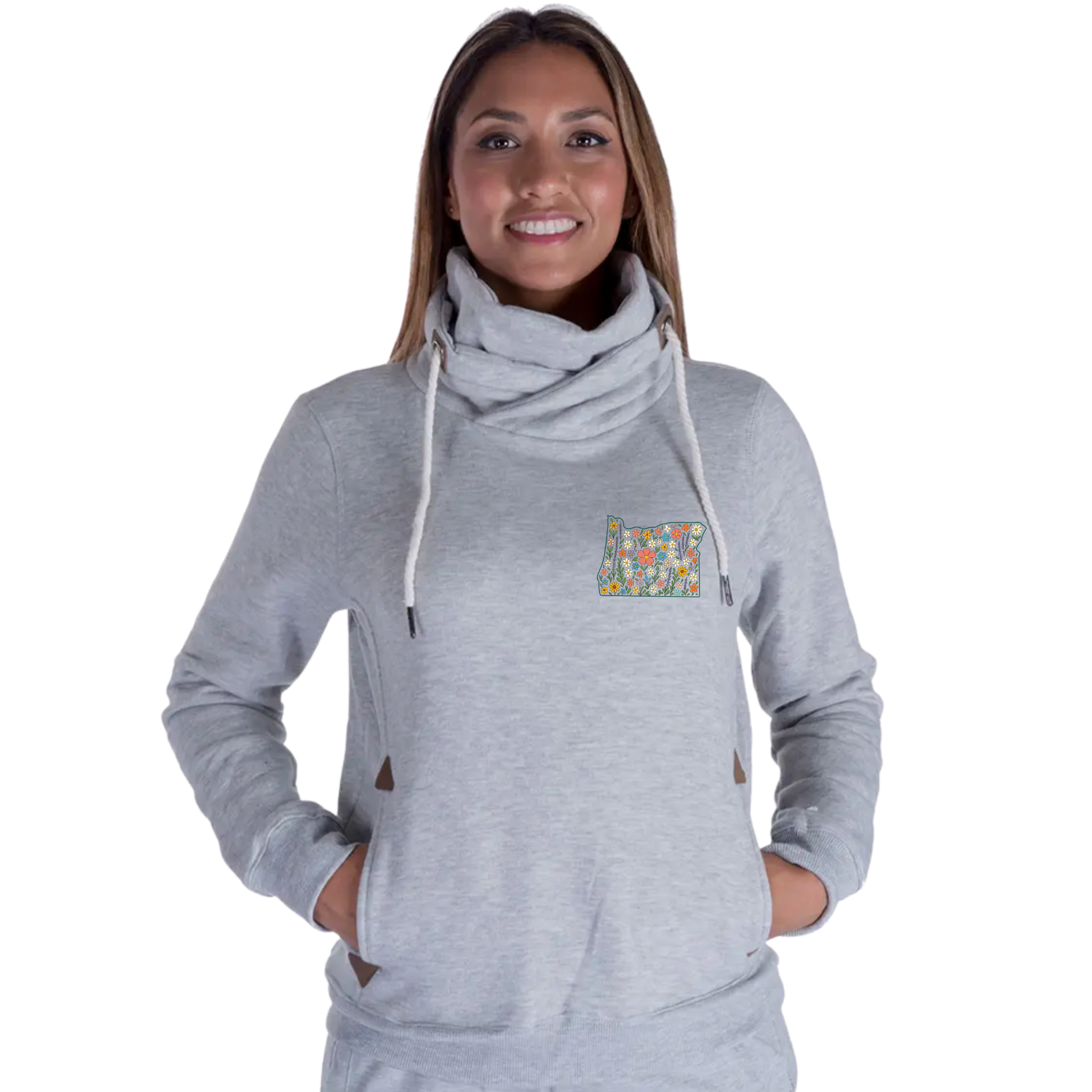 Gray Oregon Cowl Neck Sweatshirt