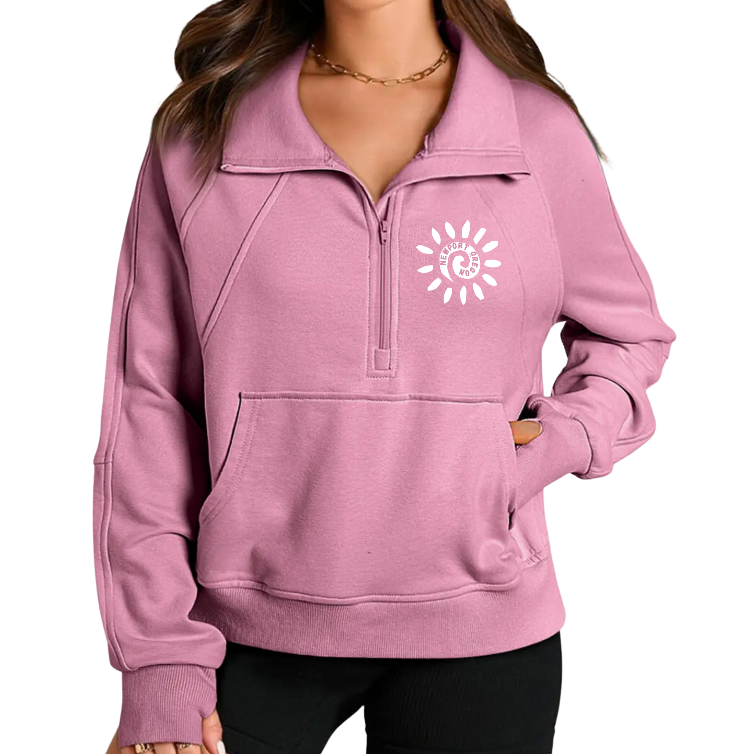 Pink Quarter Zip Sweatshirt